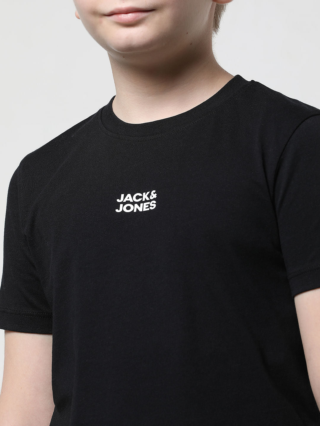 Boys Black Logo Print Crew Neck T-shirt