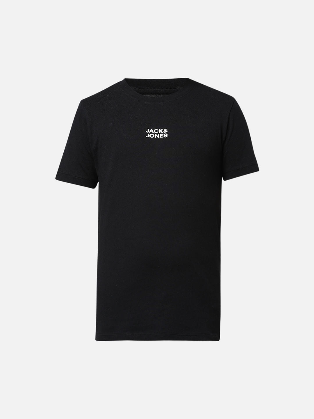 Boys Black Logo Print Crew Neck T-shirt