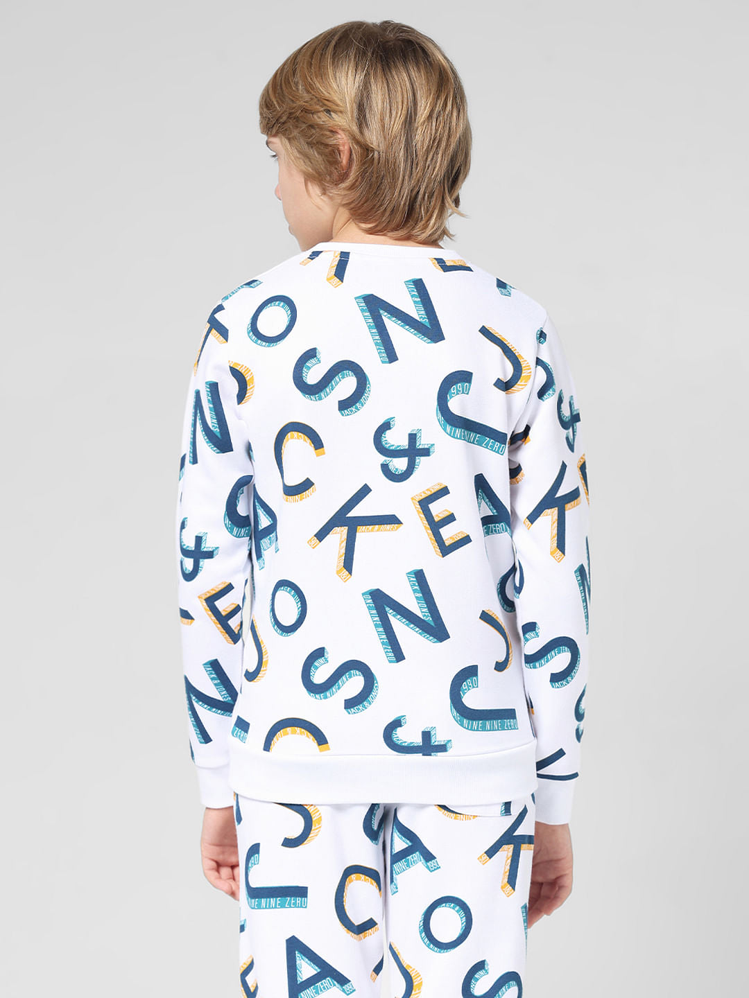 JUNIOR BOYS White Printed Co-ord Set Sweatshirt