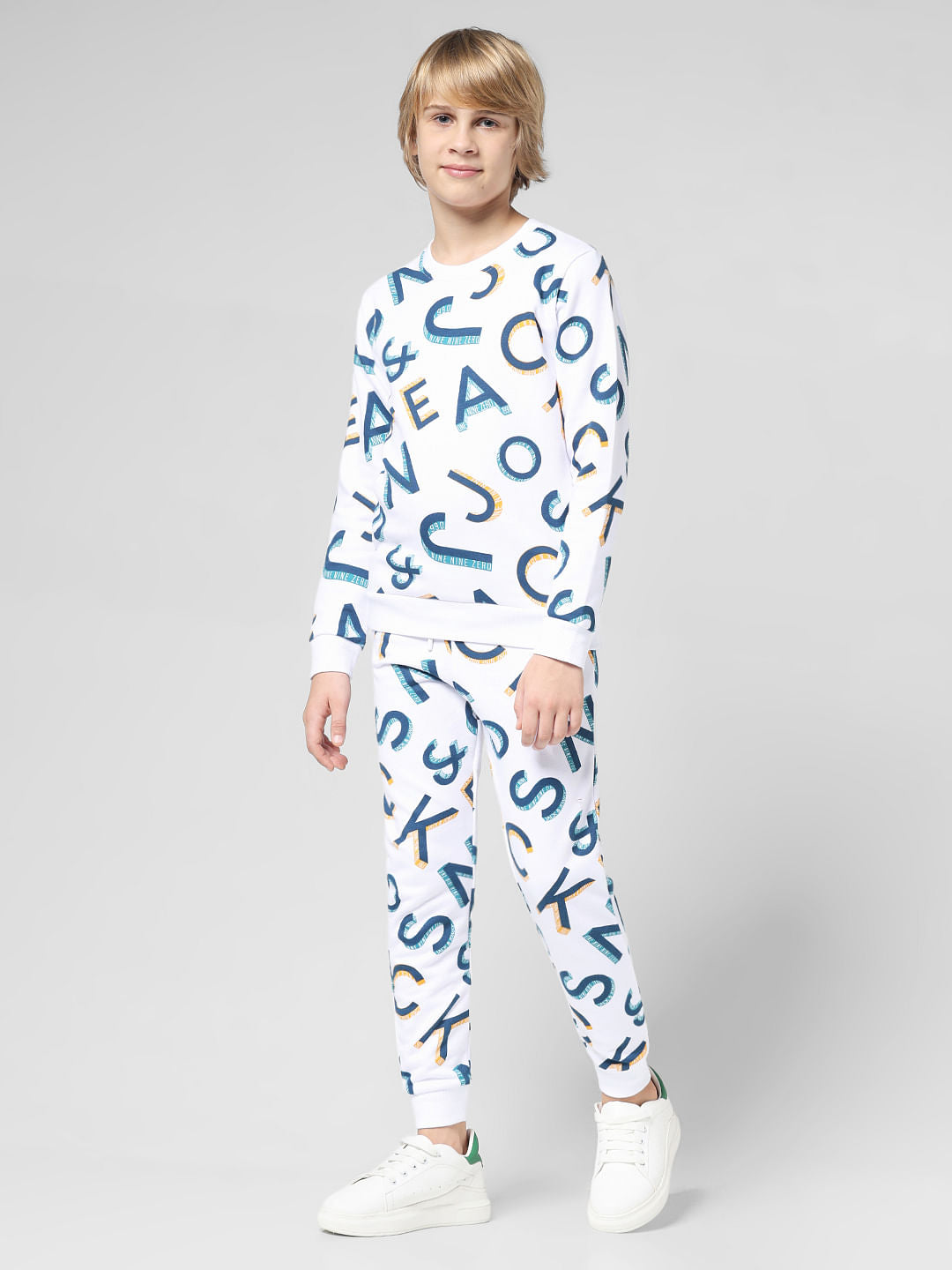 JUNIOR BOYS White Printed Co-ord Set Sweatshirt