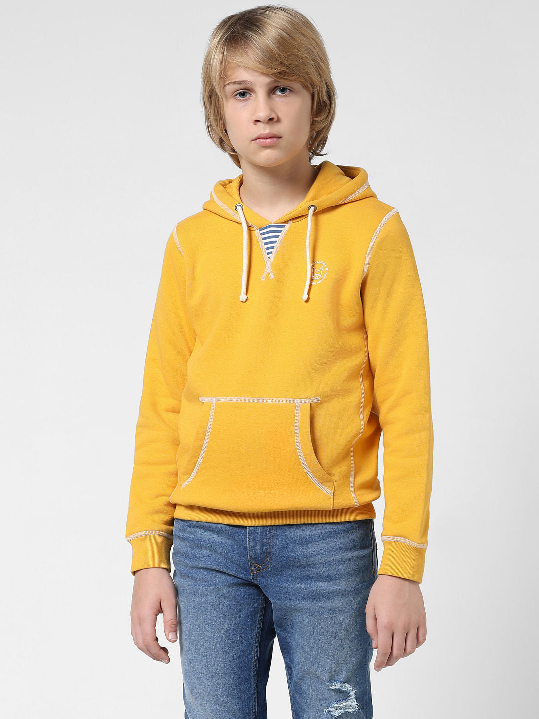 JUNIOR BOYS Yellow Contrast Stitch Sweatshirt