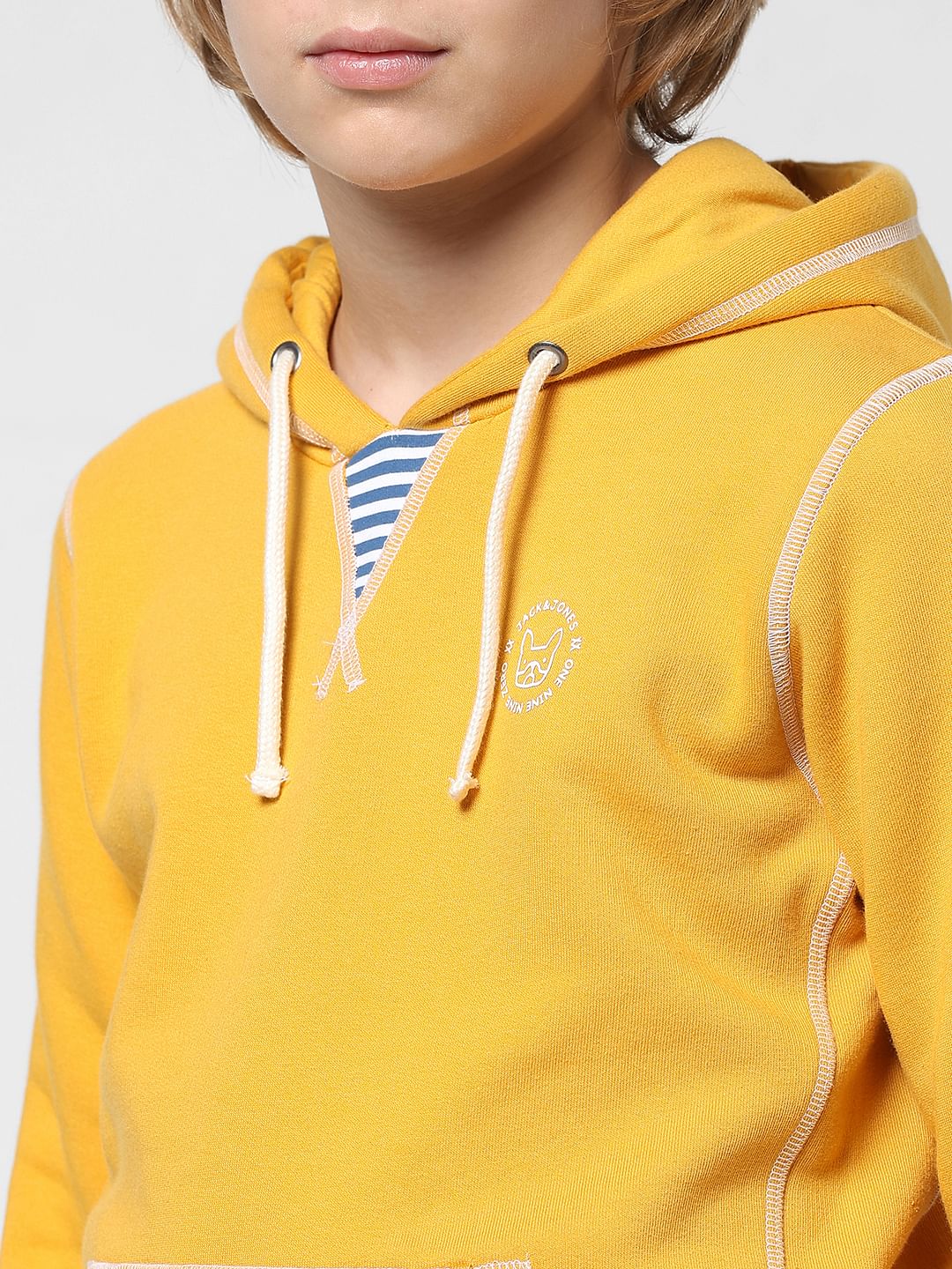 JUNIOR BOYS Yellow Contrast Stitch Sweatshirt