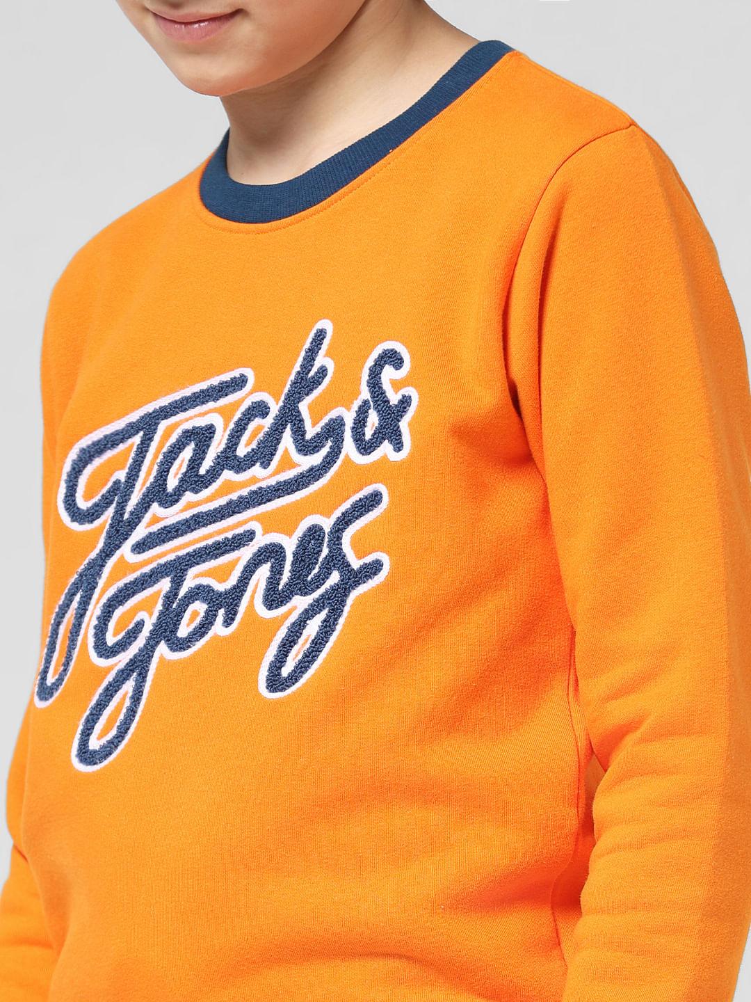 JUNIOR BOYS Orange Printed Co-ord Set Sweatshirt