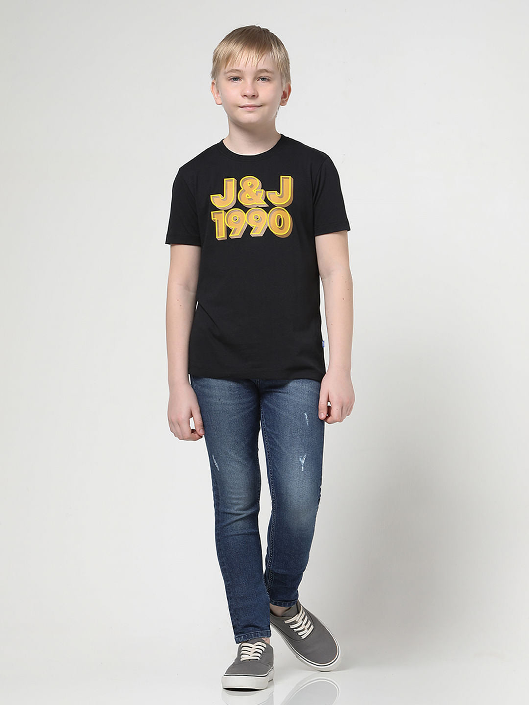 Boys Black Logo Print T-shirt