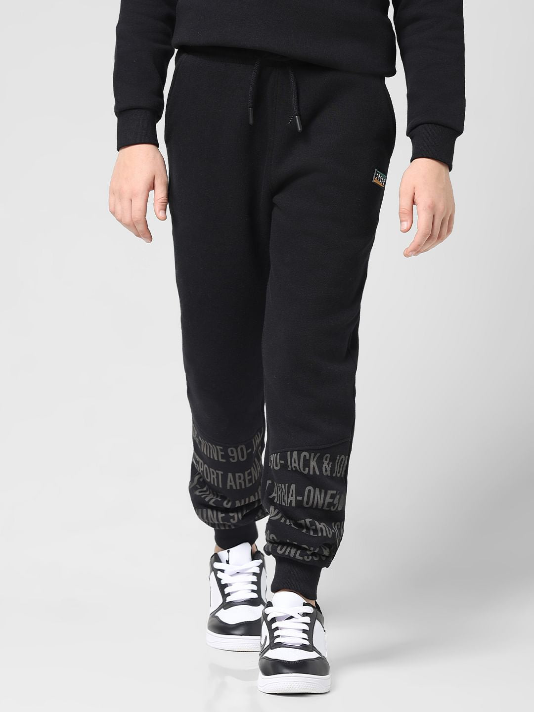 JUNIOR BOYS Black Printed Co-ord Set Sweatpants