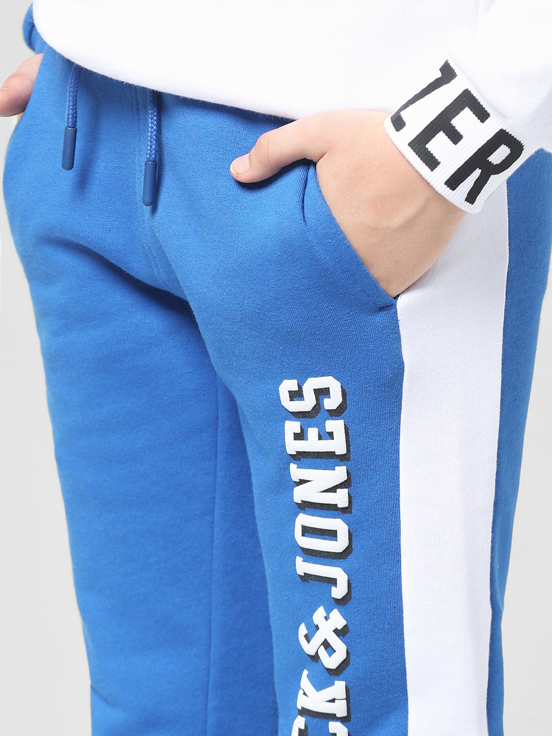 JUNIOR BOYS Blue Colourblocked Co-ord Set Sweatpants