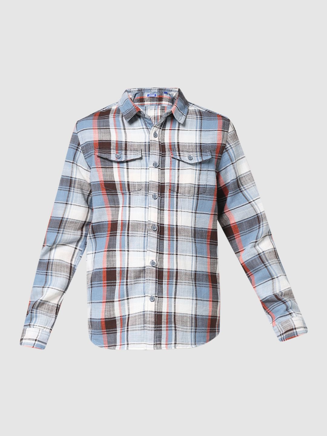 JUNIOR BOYS White Check Full Sleeves Shirt