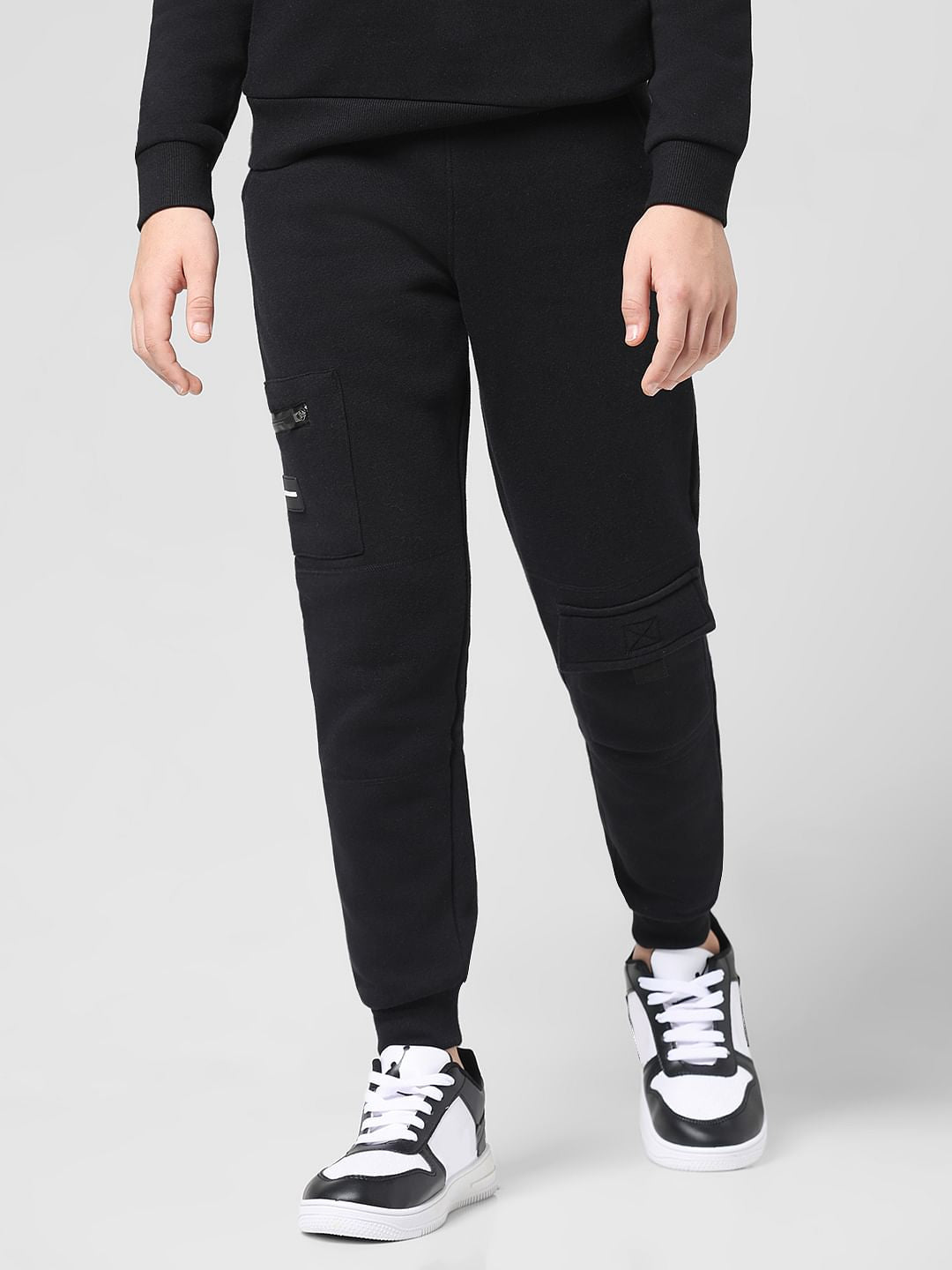 JUNIOR BOYS Black Utility Co-ord Set Sweatpants