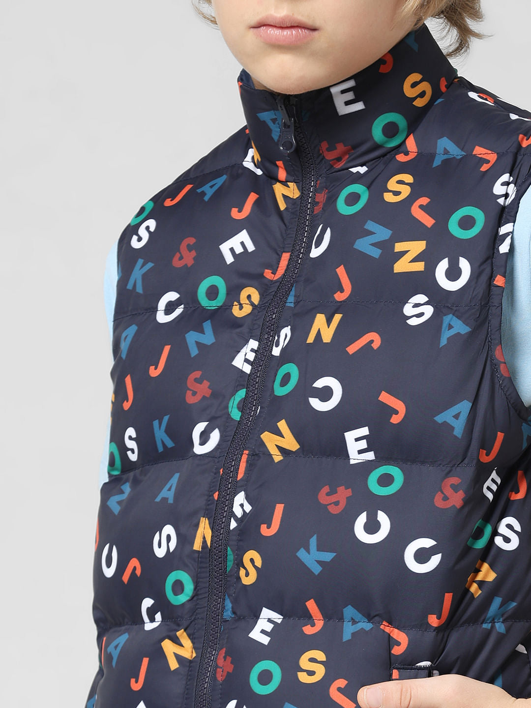 JUNIOR BOYS Blue Printed Reversible Jacket