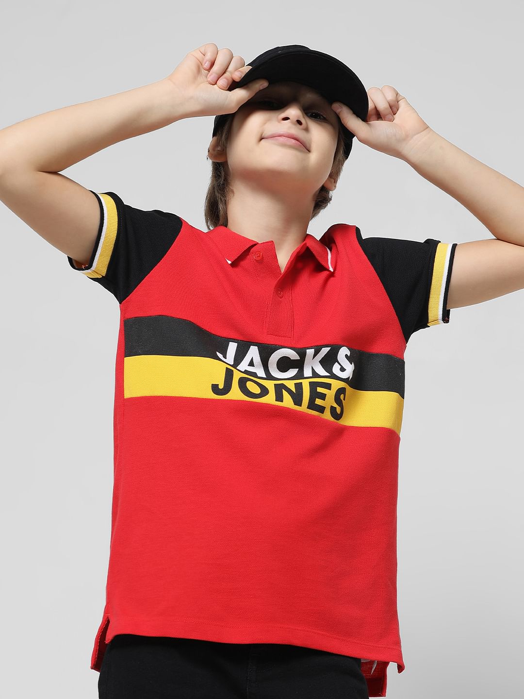Red Colourblocked Polo T-shirt - 4/5Y