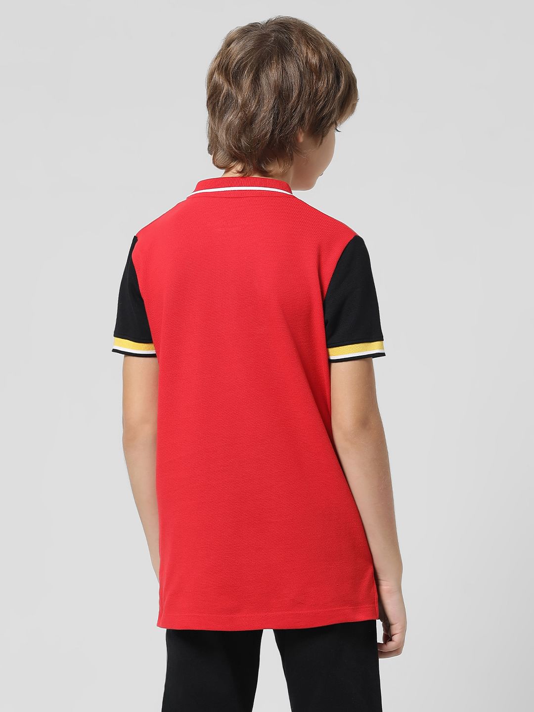 Red Colourblocked Polo T-shirt