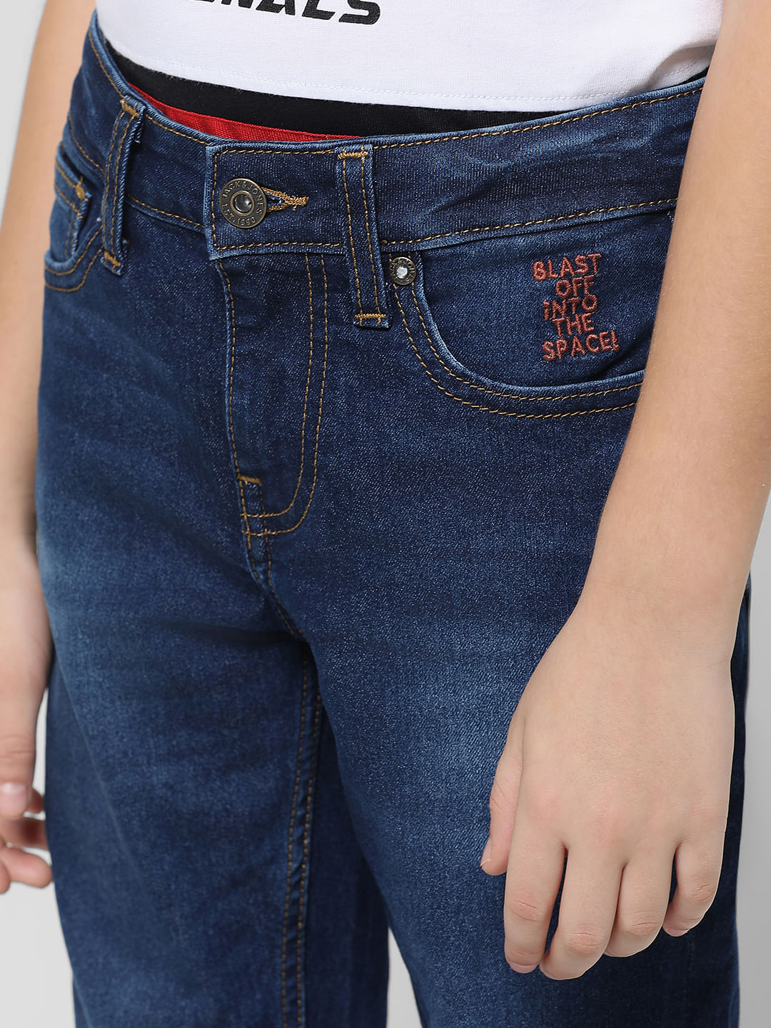 Dark Blue Mid Rise Clark Regular Fit Jeans