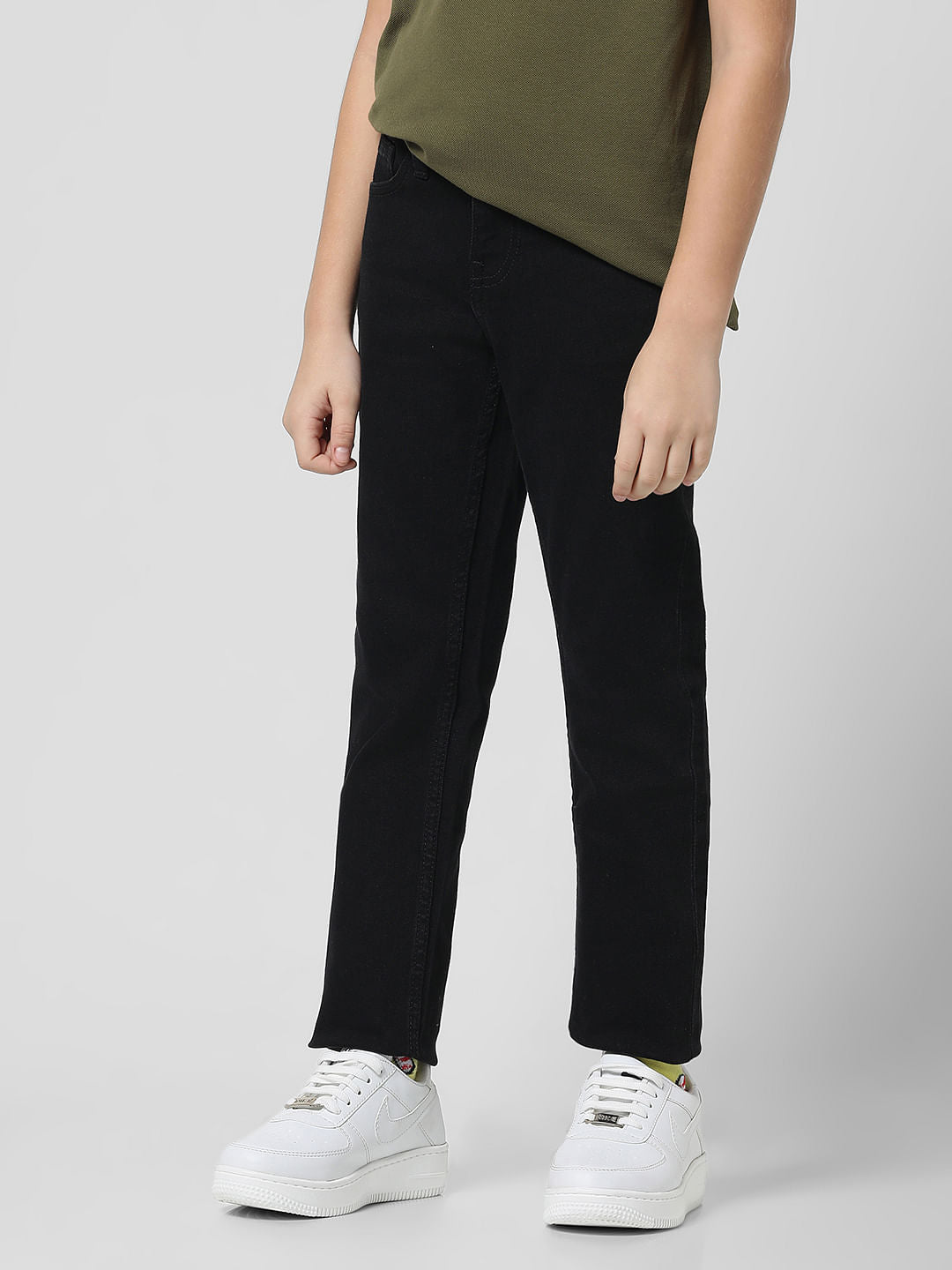 Black Mid Rise Clark Regular Fit Jeans