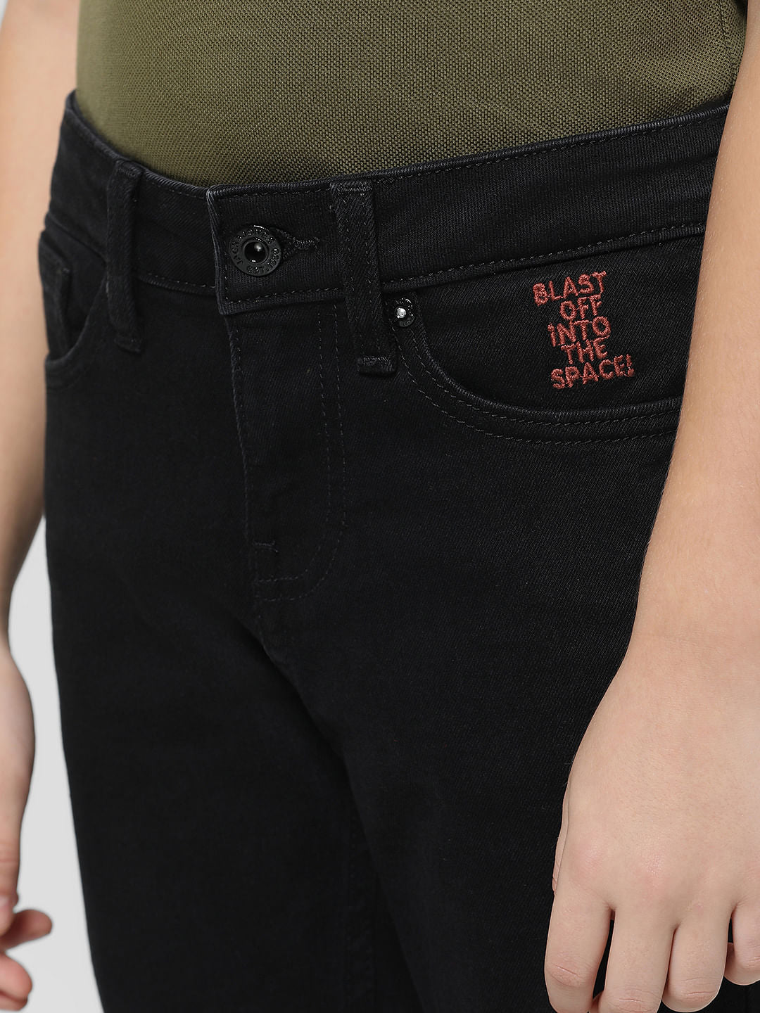 Black Mid Rise Clark Regular Fit Jeans