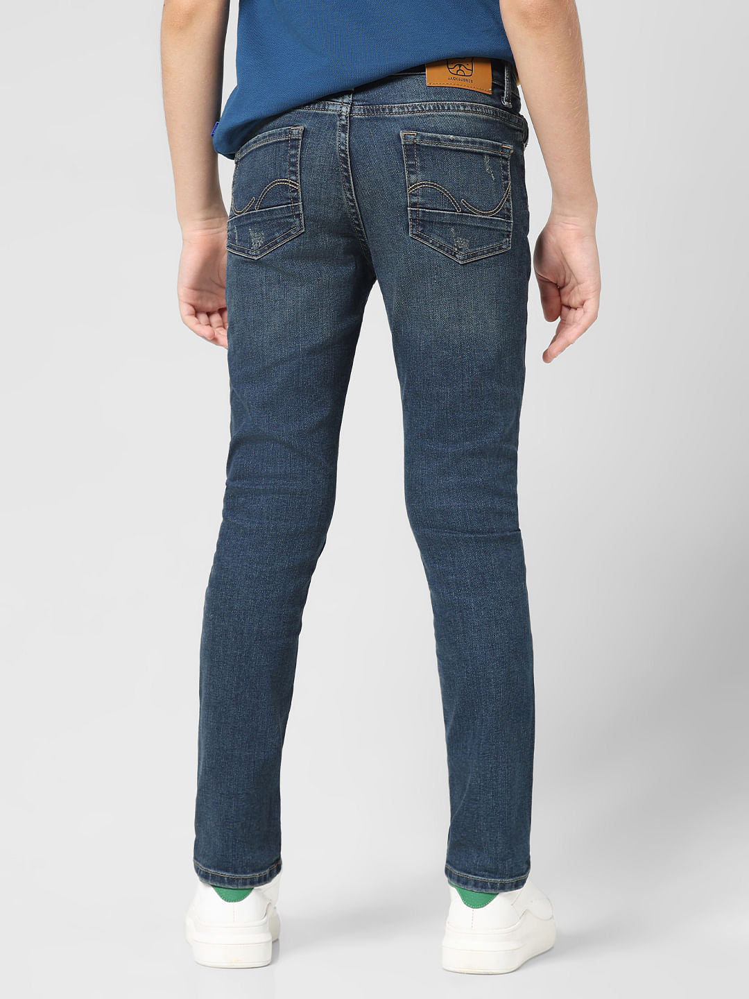 JUNIOR BOYS Dark Blue Distressed Clark Regular Fit Jeans