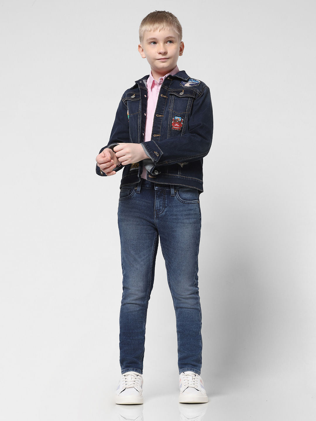 JUNIOR BOYS Blue Washed Glenn Slim Fit Jeans