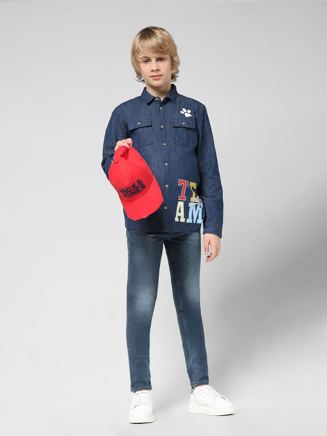 JUNIOR BOYS Dark Blue Washed Glenn Slim Fit Jeans