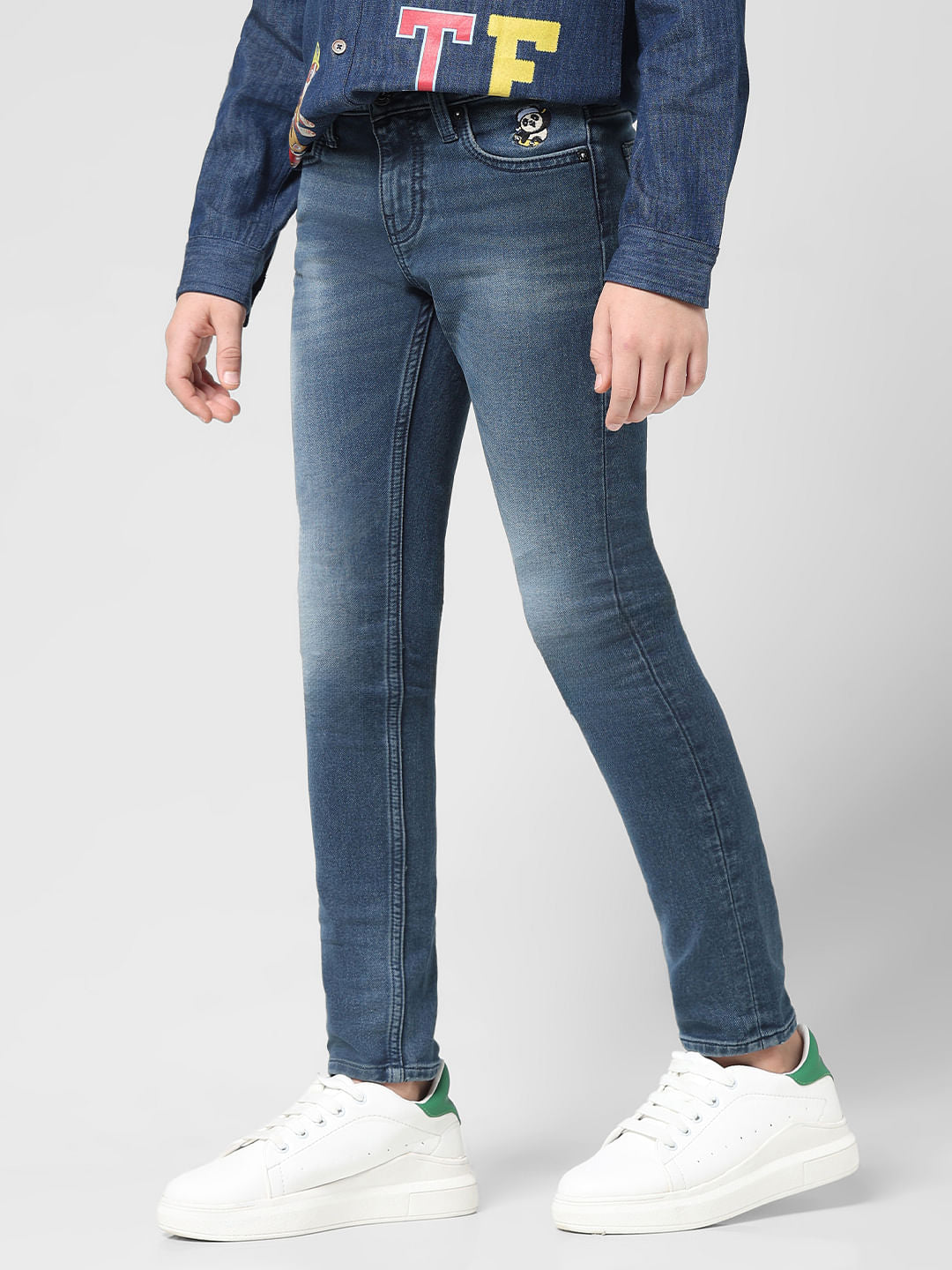JUNIOR BOYS Dark Blue Washed Glenn Slim Fit Jeans