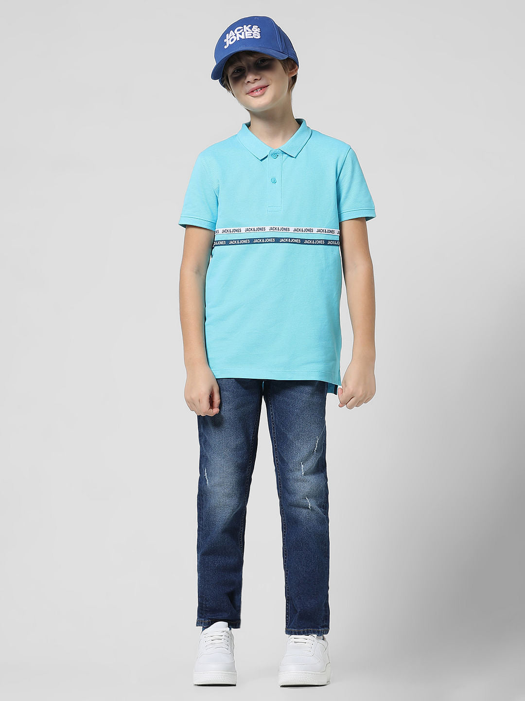 Dark Blue Mid Rise Washed Glenn Slim Jeans - 4/5Y