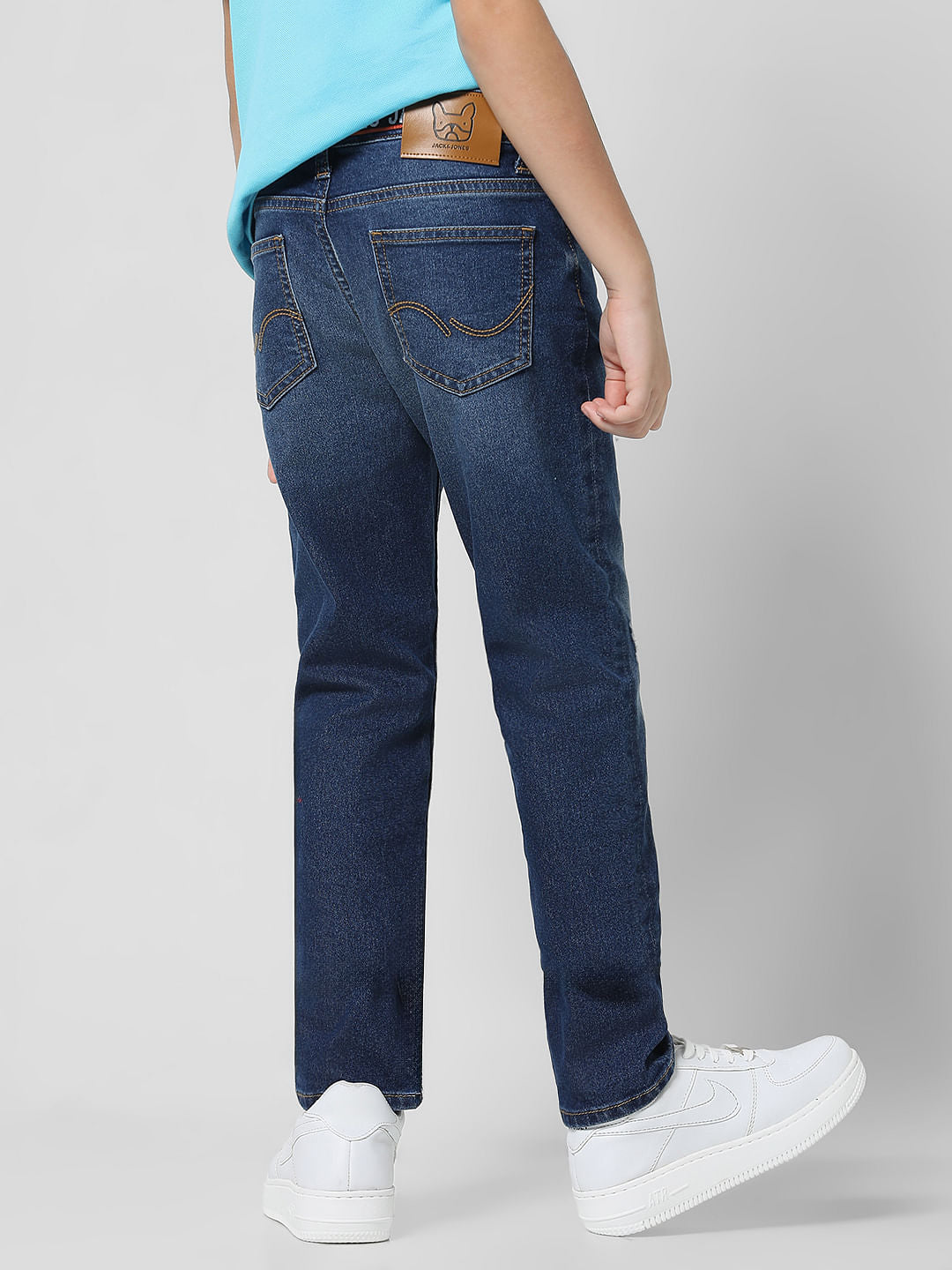 Dark Blue Mid Rise Washed Glenn Slim Jeans
