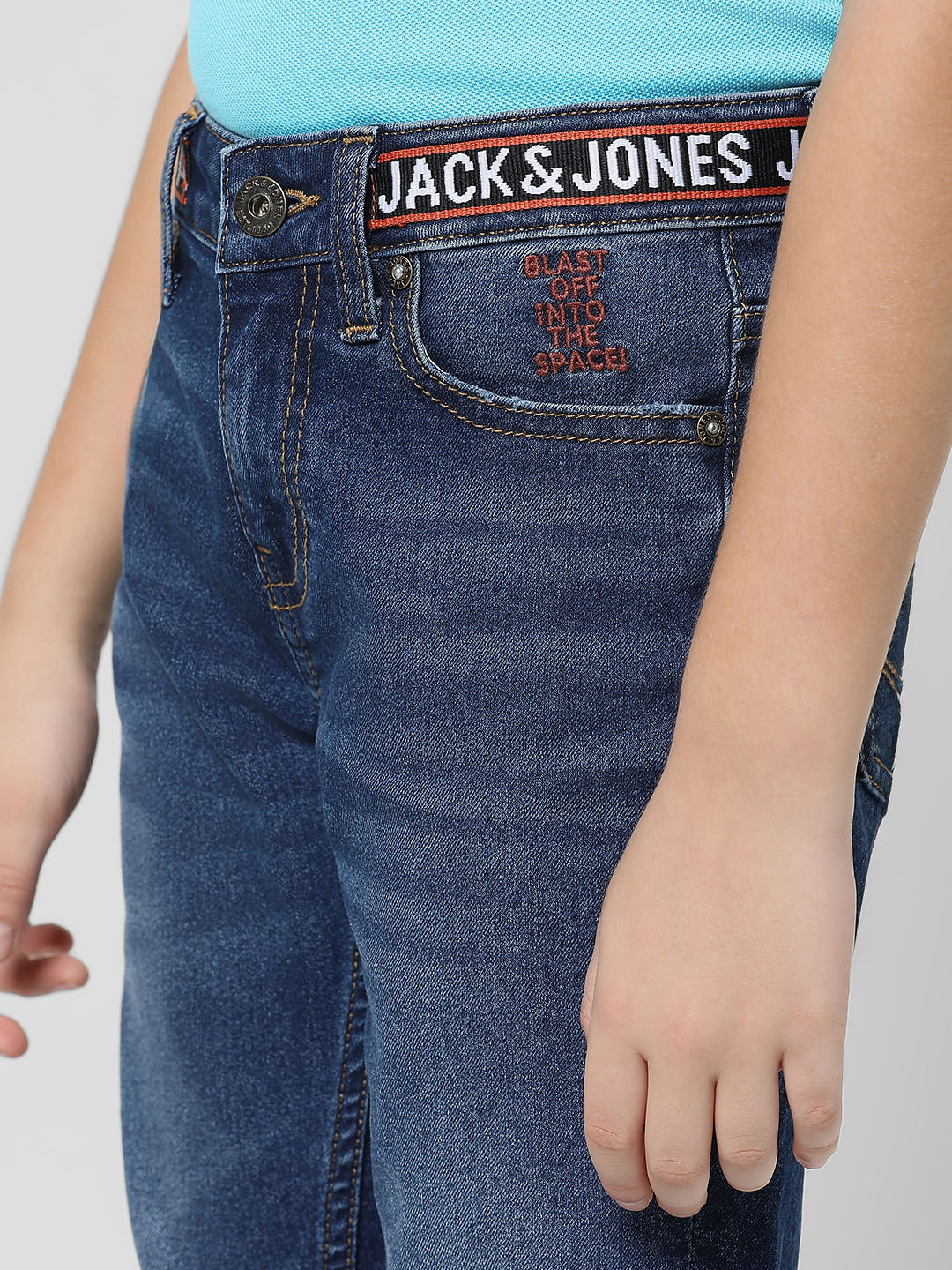 Dark Blue Mid Rise Washed Glenn Slim Jeans