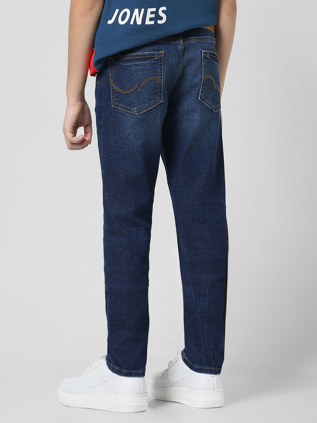 Dark Blue Mid Rise Washed Glenn Slim Jeans