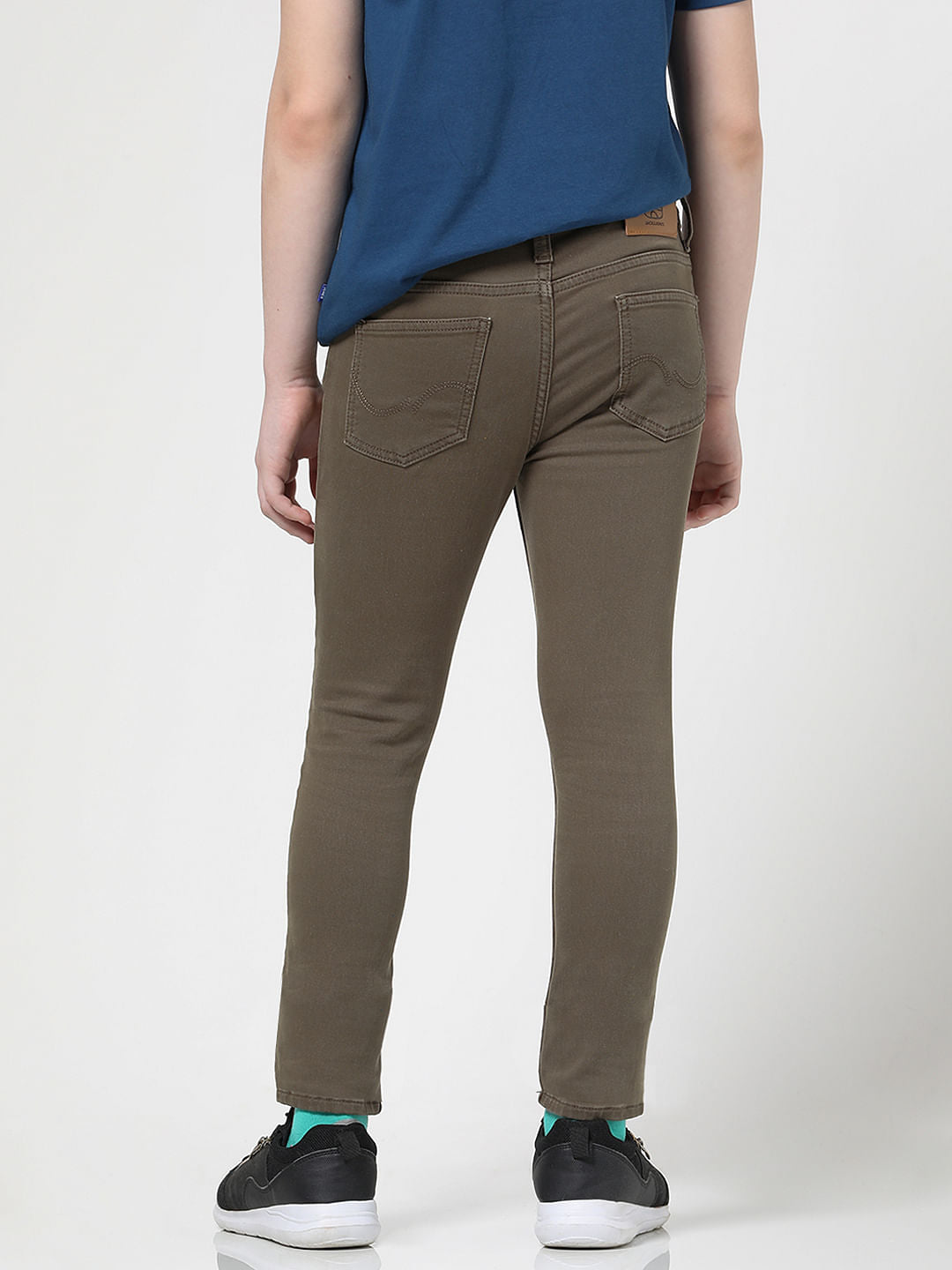 Boys Green Mid Rise Glenn Slim Fit Jeans