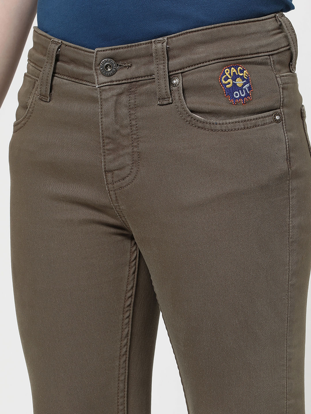 Boys Green Mid Rise Glenn Slim Fit Jeans