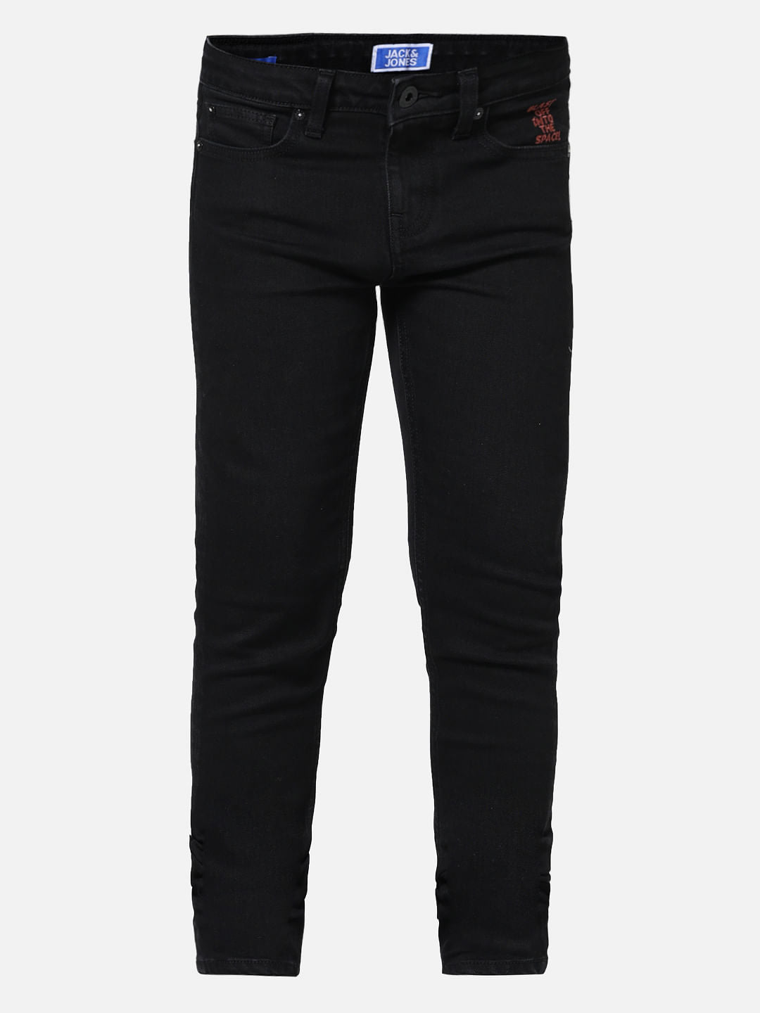 Black Mid Rise Washed Glenn Slim Jeans