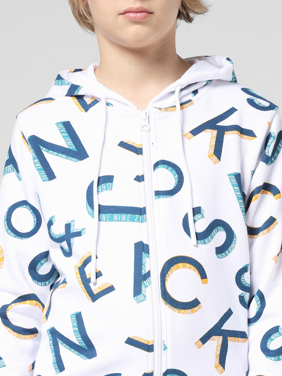 JUNIOR BOYS White Front Open Co-ord Set Sweatshirt