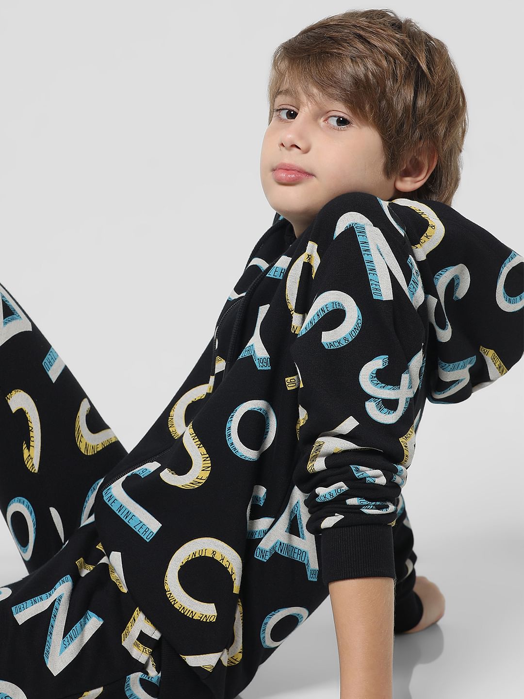 Black Logo Print Front Open Sweatshirt - 4/5Y