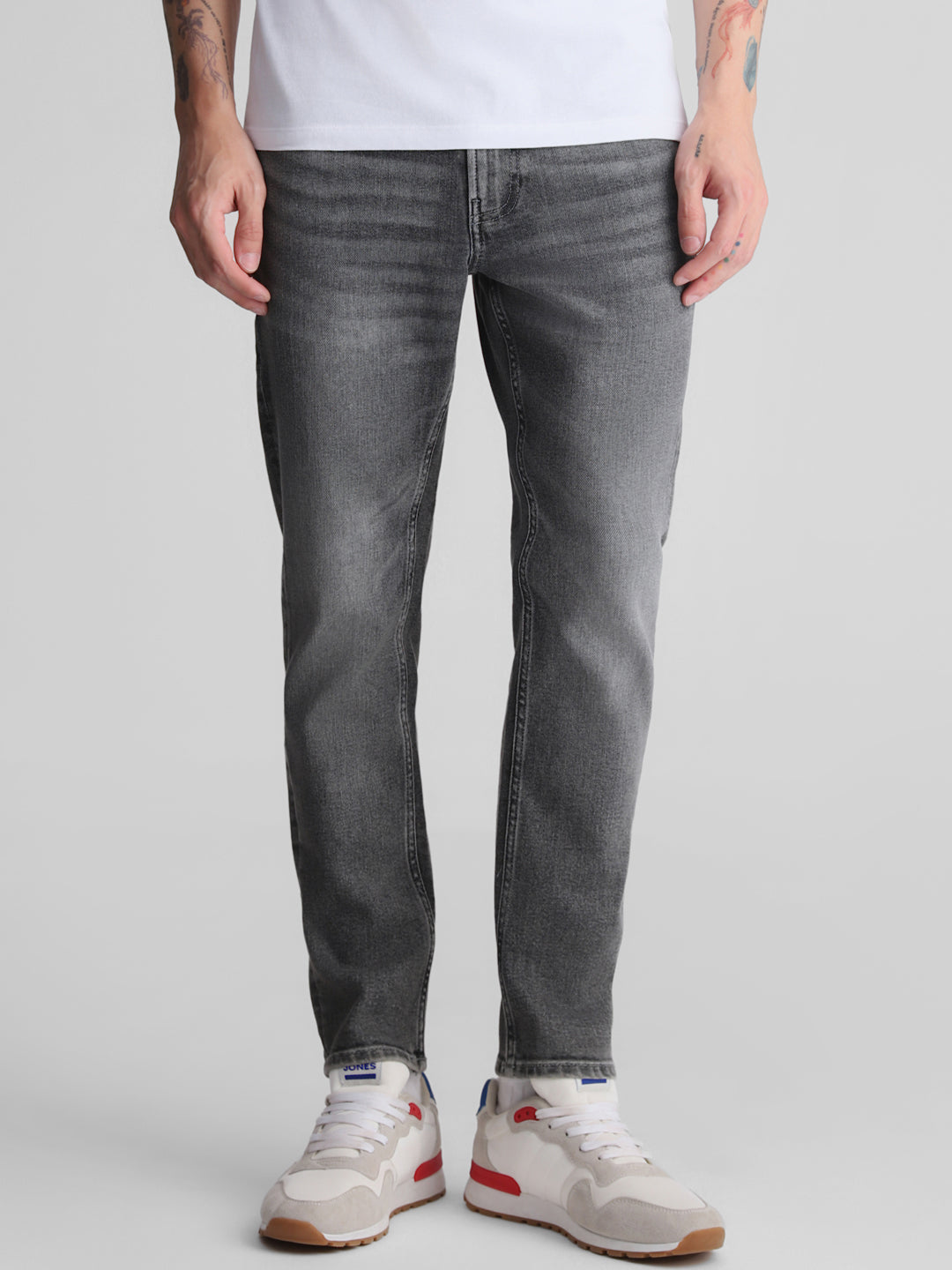 Grey Washed Cropped Jeans