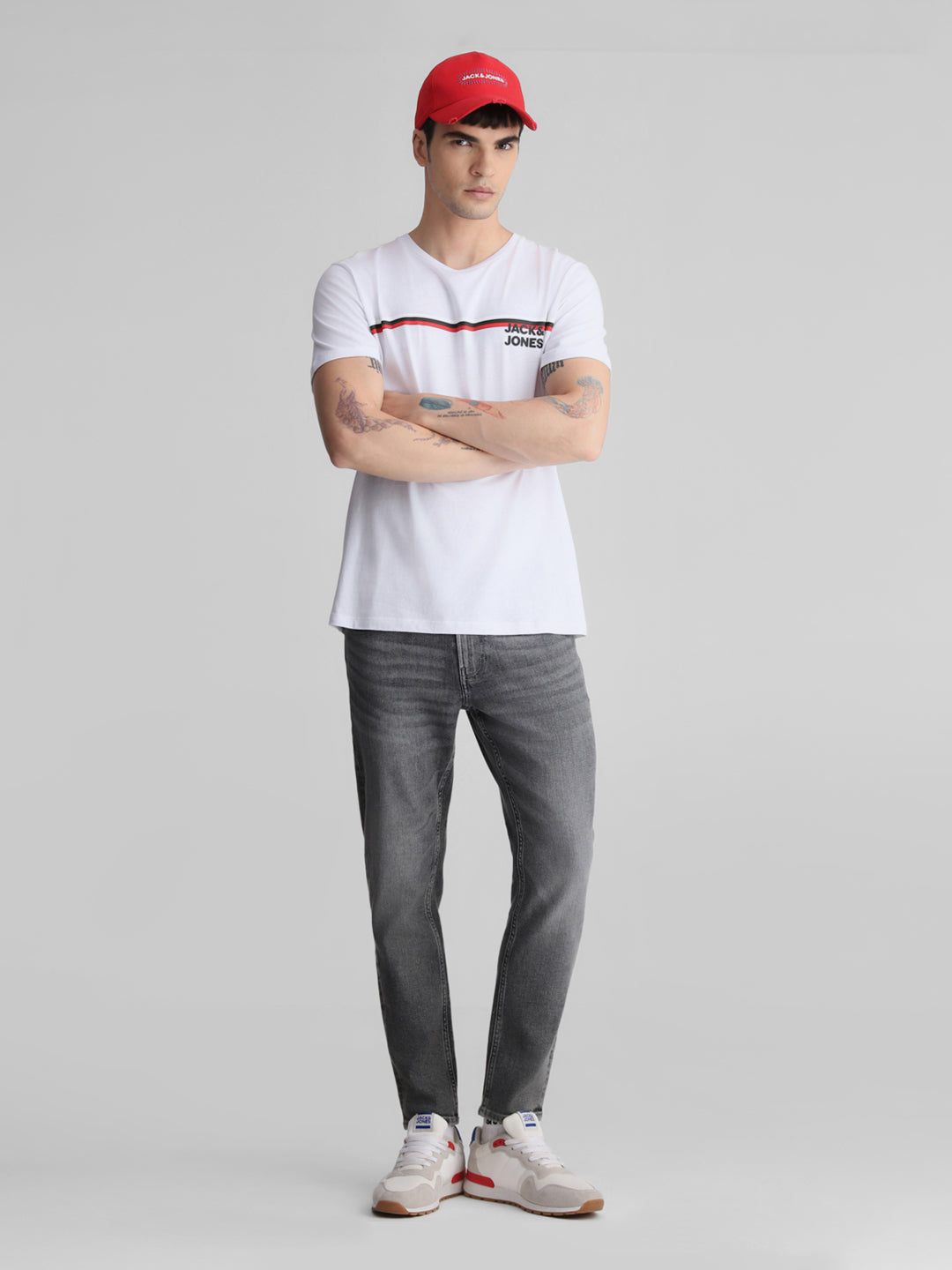 Grey Washed Cropped Jeans