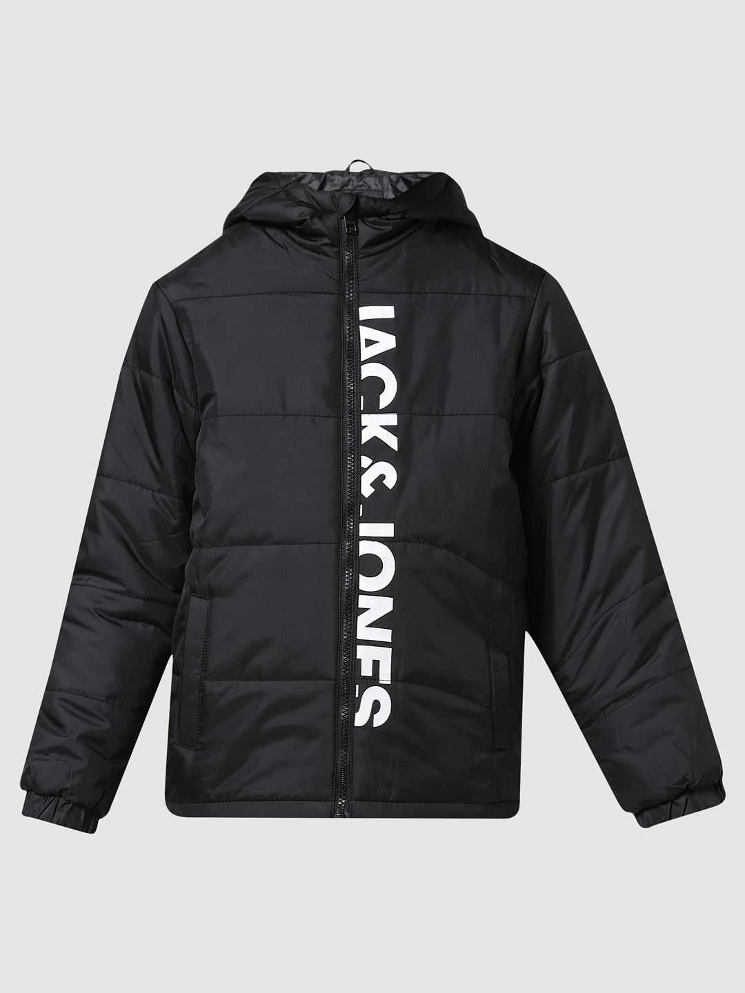 JUNIOR BOYS Black Hooded Puffer Jacket