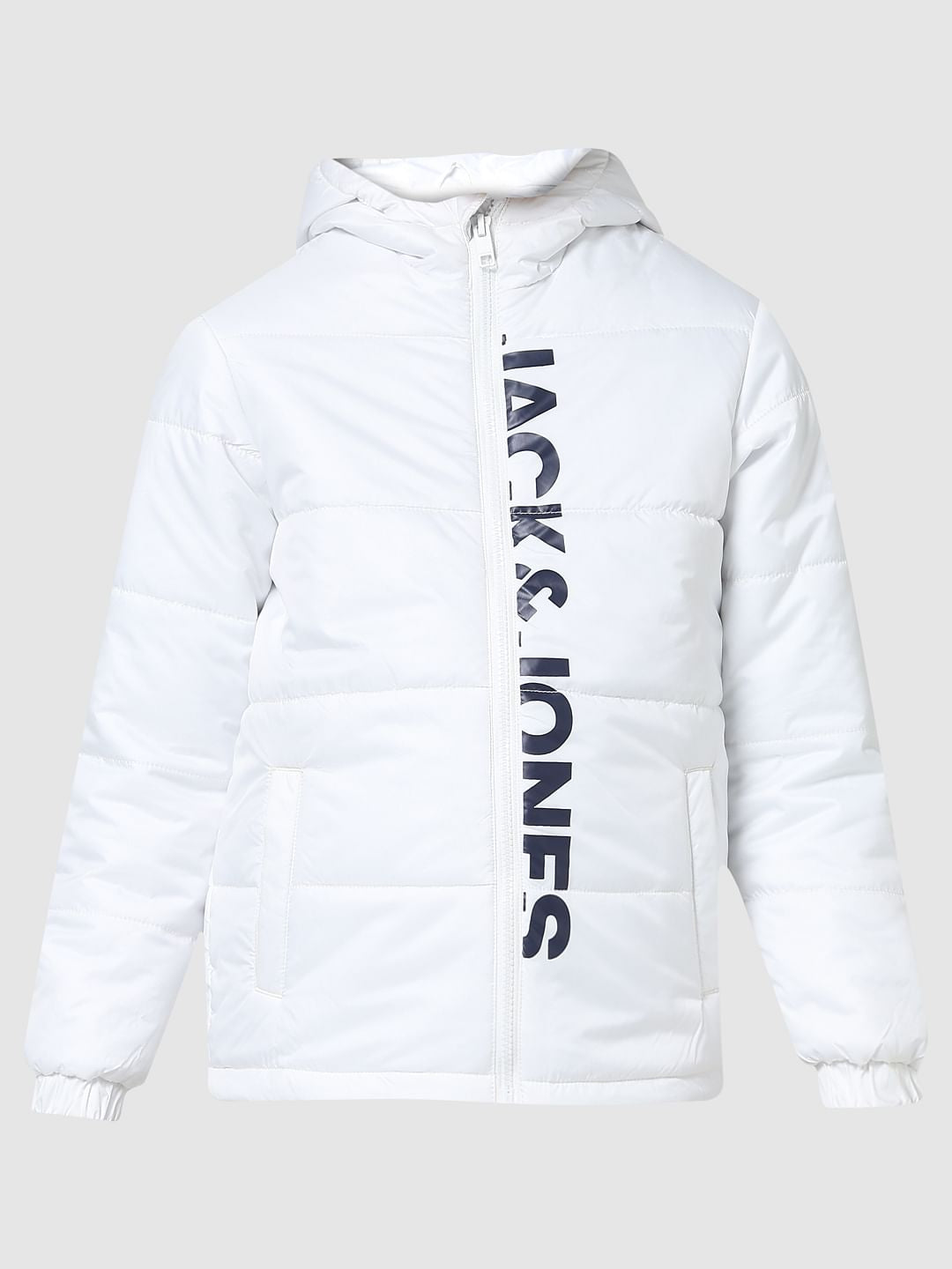JUNIOR BOYS White Hooded Puffer Jacket