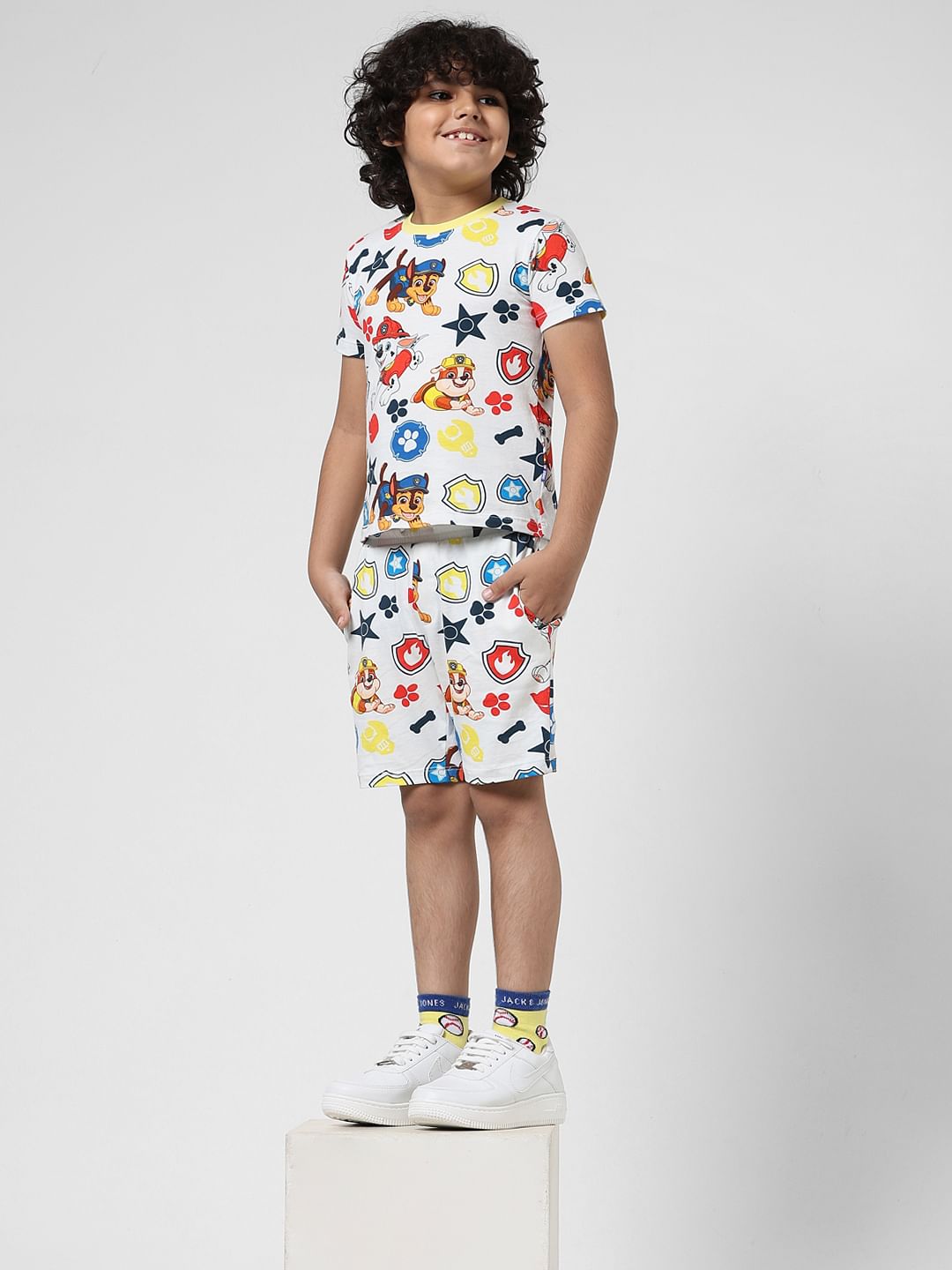 JACK&JONES X PAW PATROL White All Over Print Bermuda Shorts - 4/5Y
