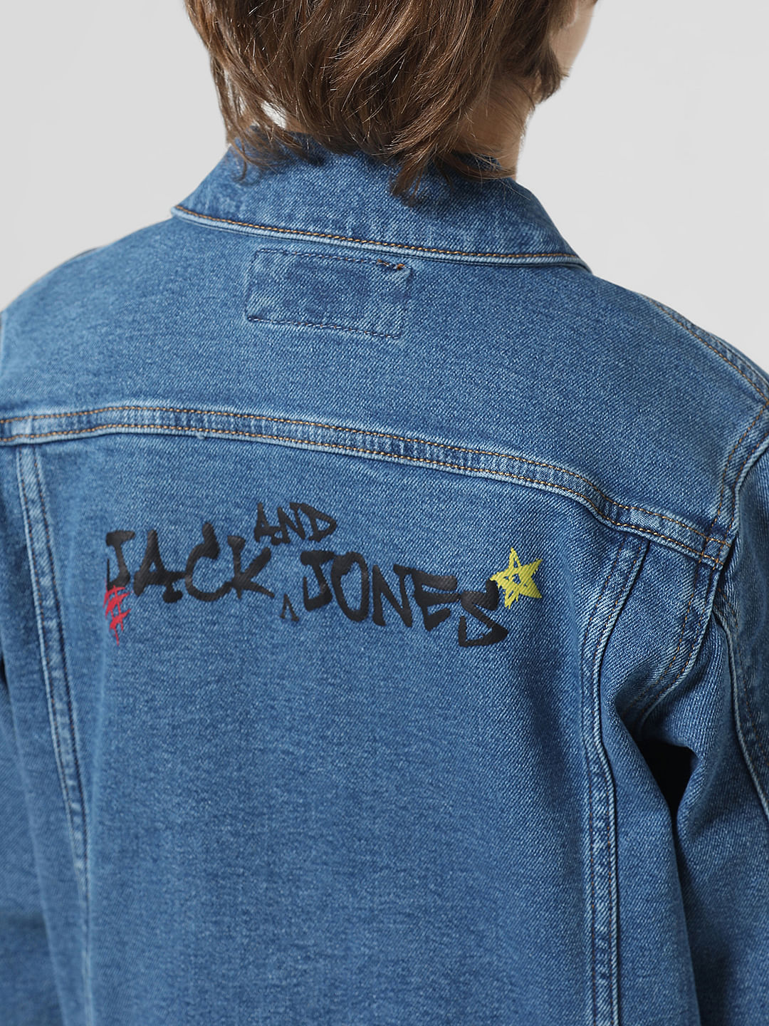 Blue Printed Denim Jacket