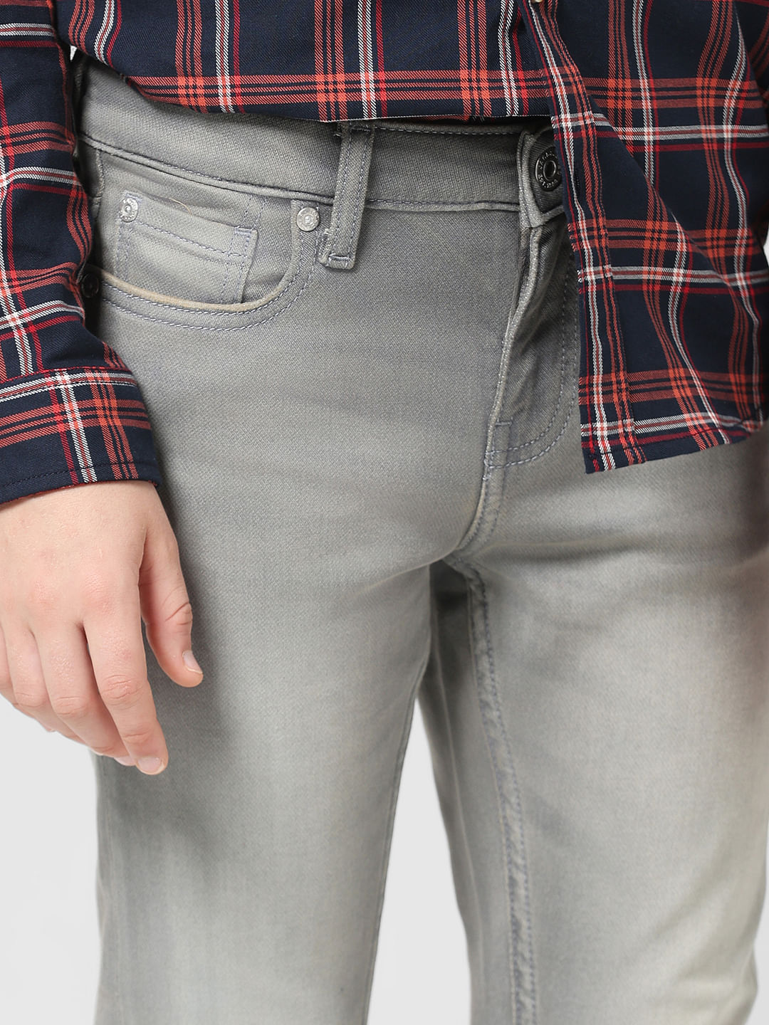 JUNIOR BOYS Grey Washed Glenn Slim Fit Jeans