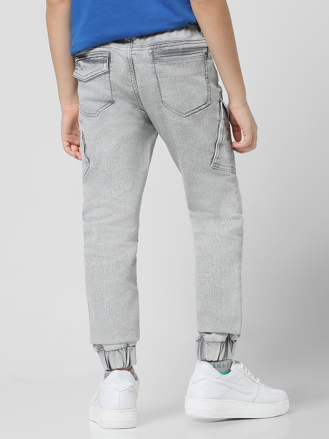 Light Grey Mid Rise Washed Joggers
