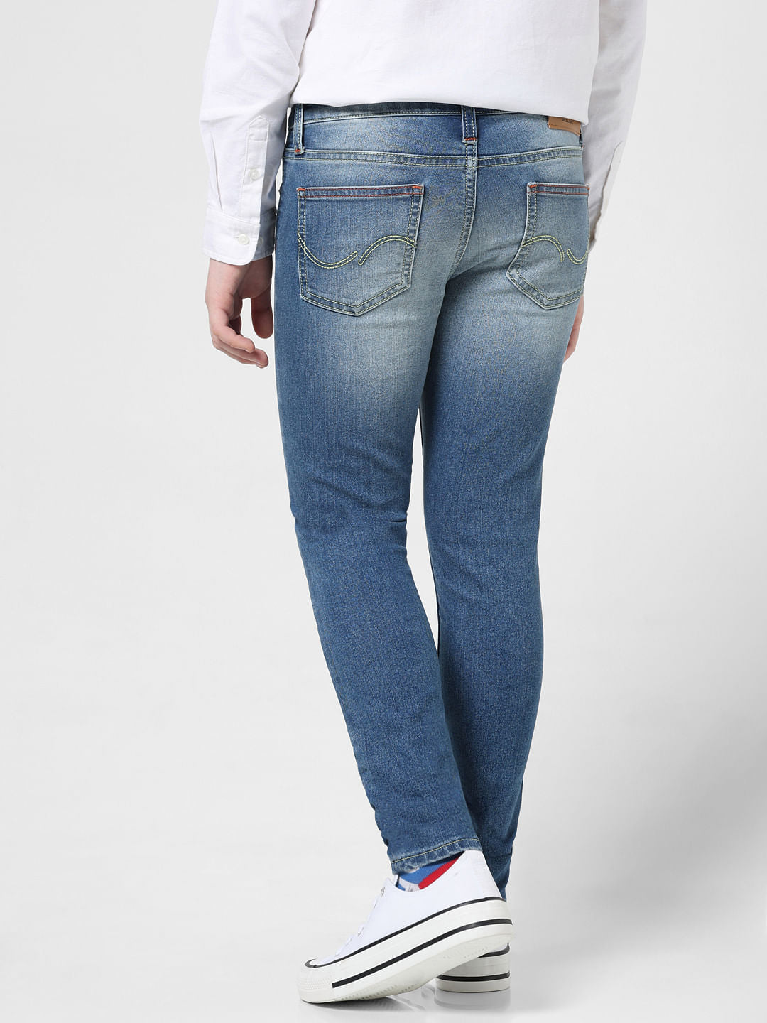 Blue Mid Rise Washed Glenn Slim Jeans