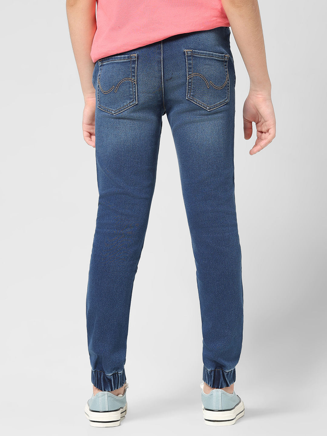 JUNIOR BOYS Blue Washed Denim Joggers