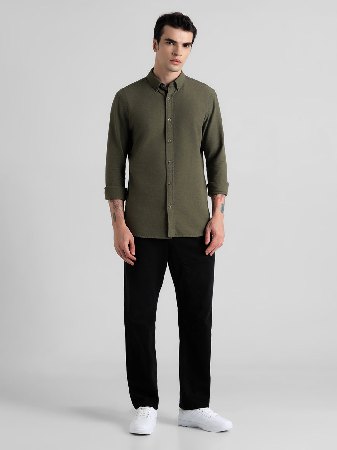 Black Regular Fit Cargo Pants