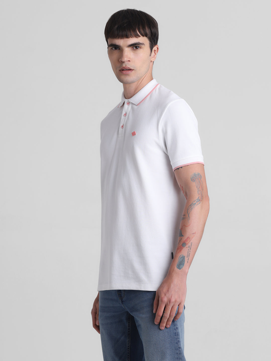 White Contrast Tipping Polo