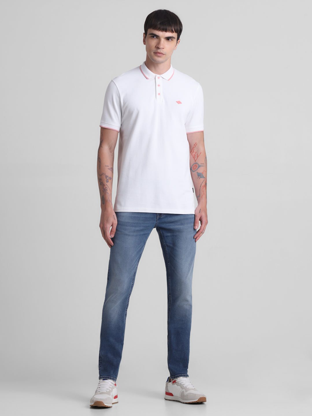 White Contrast Tipping Polo