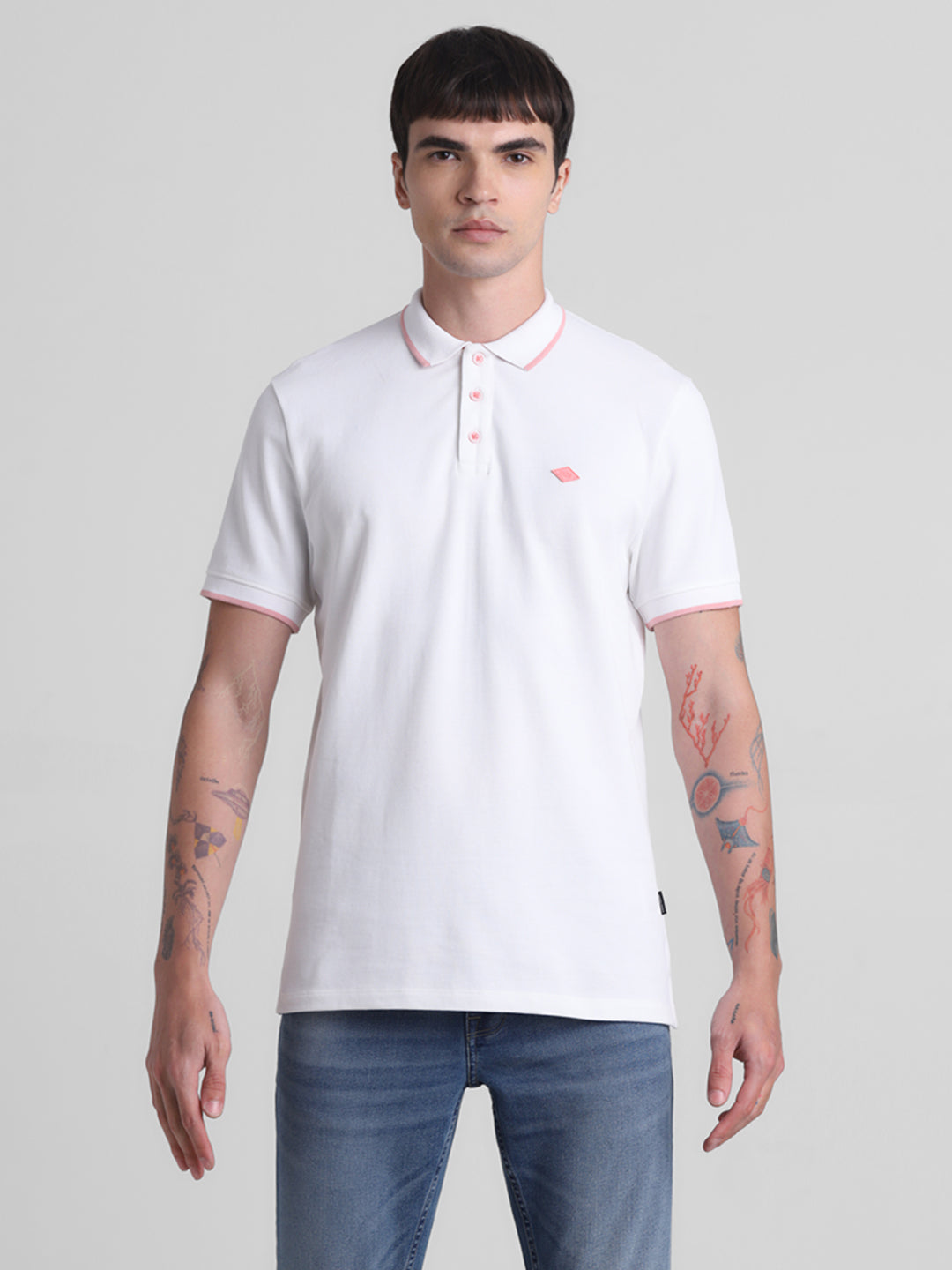 White Contrast Tipping Polo