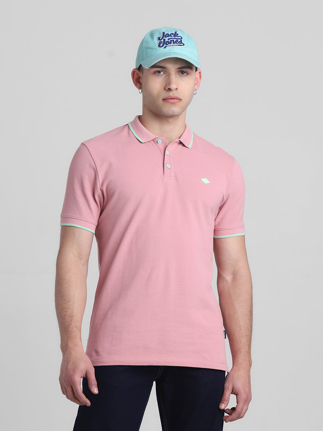 Pink Contrast Tipping Polo - S