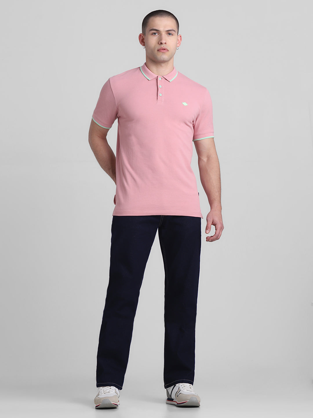 Pink Contrast Tipping Polo