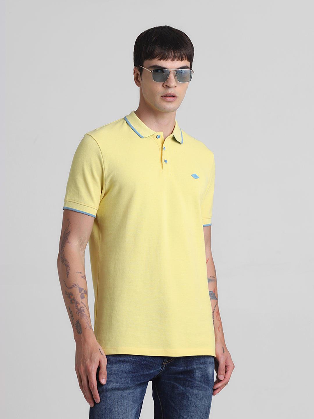 Yellow Contrast Tipping Polo