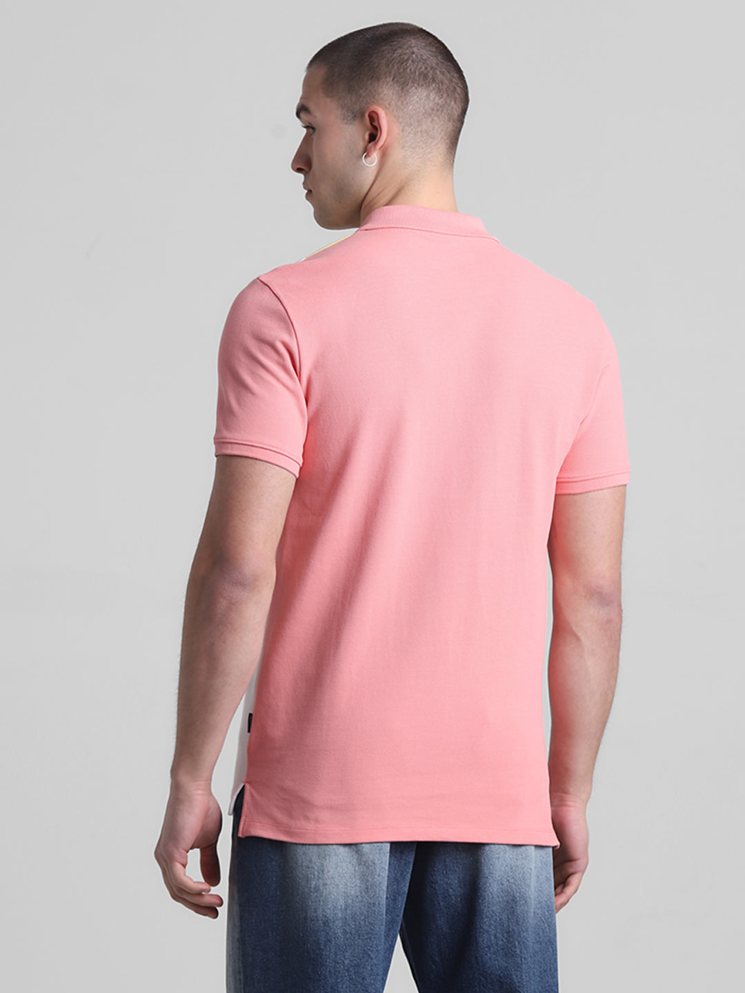 Pink Colourblocked Zip Detail Polo