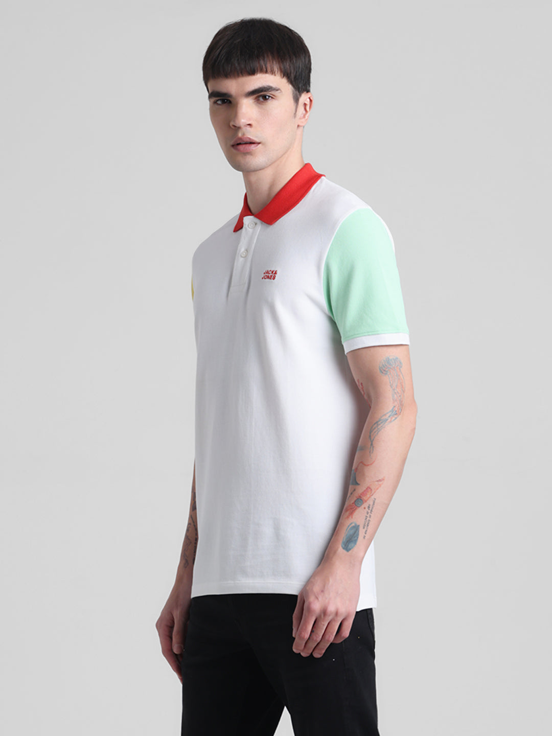 White Colourblocked Polo